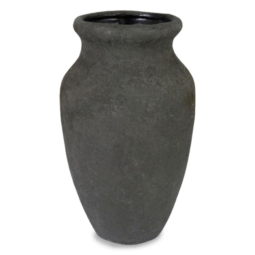roro 7-Inch Handmade Textured Black Ceramic Prunus Vase - Artisan Handcrafted for Home & Office Decor, Ideal Housewarming Gift, Modern Rustic Farmhouse Minimalist