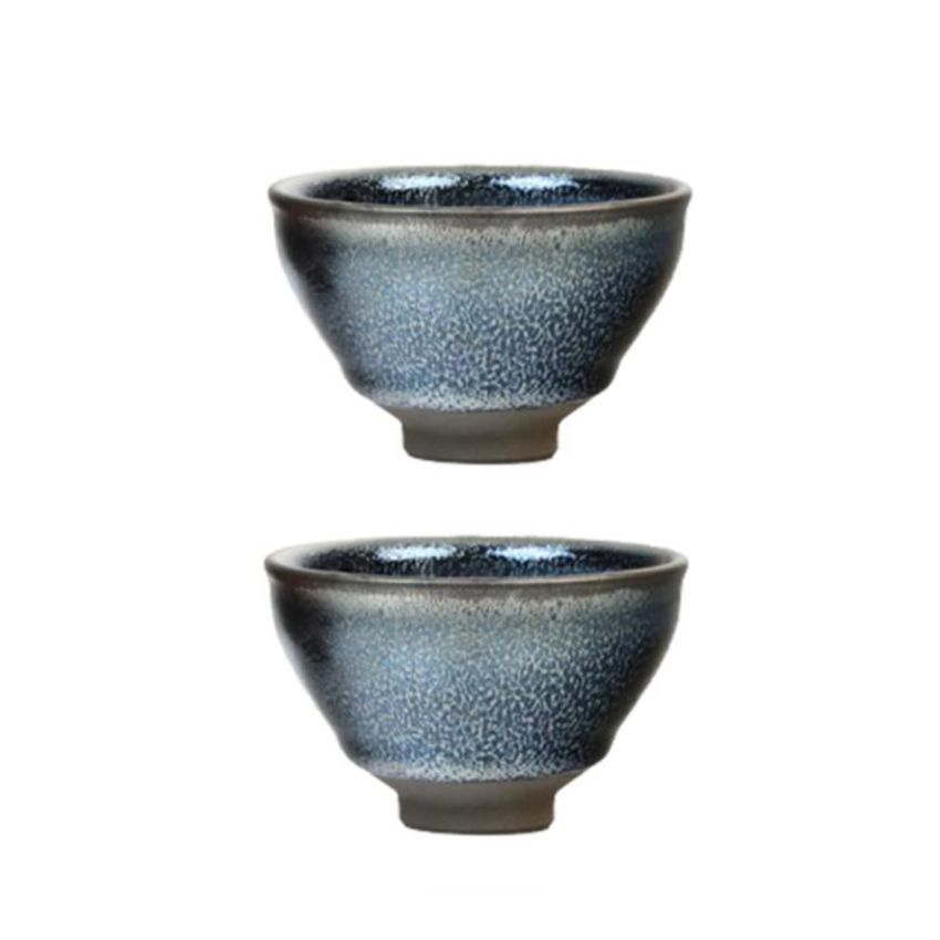 Jianzhan Tea Cup Beautiful Exquisite Teaware Tenmoku Chinese Ceramic Mug Handmade Unique Multi-use Porcelain Tea Bowl(Blue)