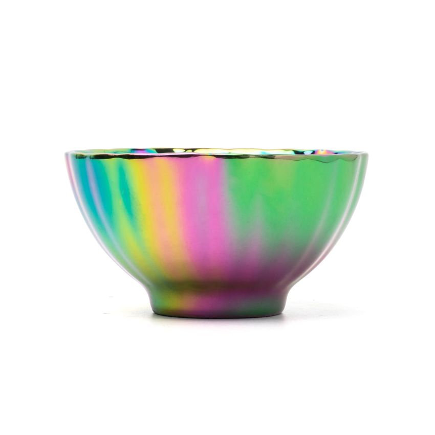 Colorful Tenmoku Tea Cup, 5 oz Jianzhan Ceramic Tea Cup with Lotus Decorations in Bottom, Chinese Small Kungfu Tea Cup, Ideal Gift for Cup Lovers