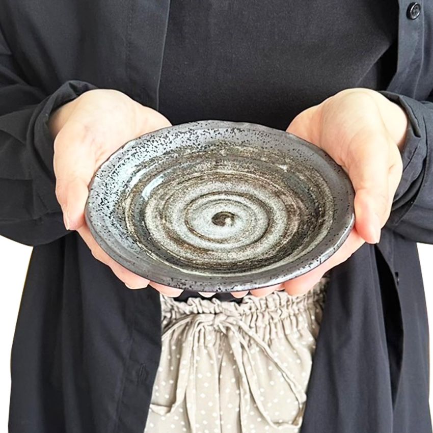 5.9 inches Serving Plates Set of 5, Rough Cut Shape Pottery, Dishwasher and microwave safe ,Japanese Traditional Style and Color, Dessert plates, Appetizer Plates, Side Dish Plates and Salad Plates