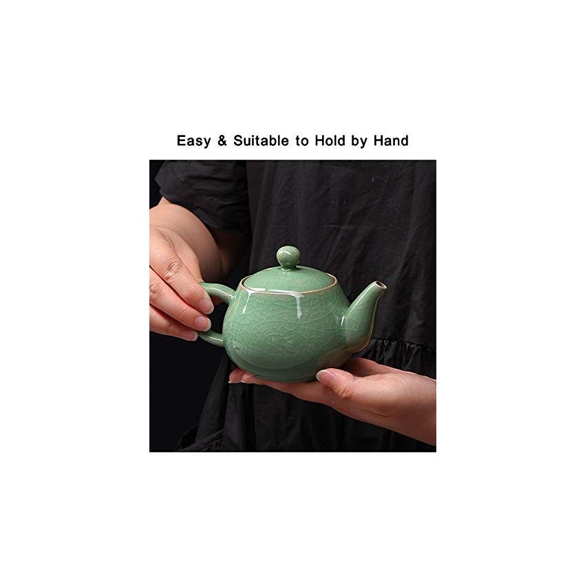 Celadon Teapot,Jade Green Porcelain Teapot,Kungfu Tea Utensil,Tea Ceremony,4 Optional Colors,龙泉青瓷茶壶 (Plum Green(Hacking Pieces))