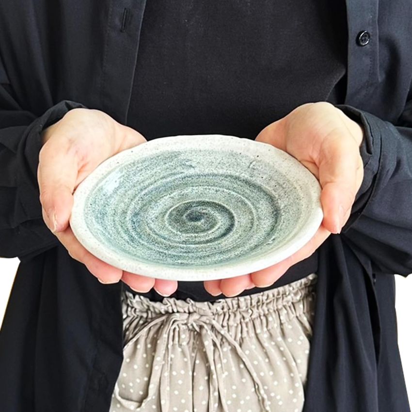 5.9 inches Serving Plates Set of 5, Rough Cut Shape Pottery, Dishwasher and microwave safe ,Japanese Traditional Style and Color, Dessert plates, Appetizer Plates, Side Dish Plates and Salad Plates