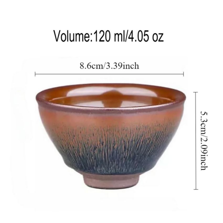 jisili Tenmoku Jianzhan cha Bowl. Volume:120 ml/4.05 oz Ceramic Tea Bowl, Kung Fu Tea Handmade Matcha Bowl, Chinese Tea Set, Craft Decorations