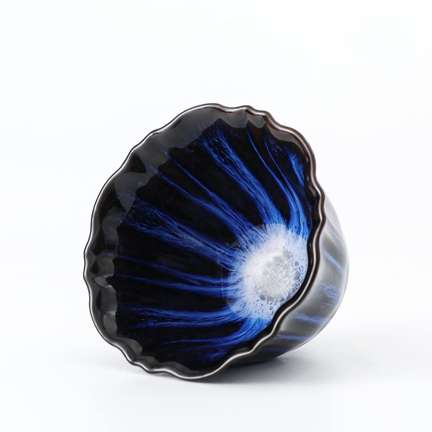 TEANAGOO Tea Cups Tenmoku Jianzhan Blue Symphony A, 2.5 oz / 70 ML, FL08，Tea Cup Set Japanese Tea Set Tea Set Sake Set Traditional Chinese Handmade Porcelain Teacup