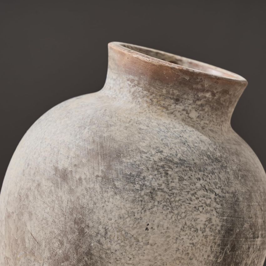 SIDUCAL Ceramic Decorative Flower Vase | 6 Inch Pottery Rustic Farmhouse Vase | Boho Vase for Home Decor | Whitewashed Terracotta Vase for Table, Living Room, Bathroom, Shelf, Mantel Decoration