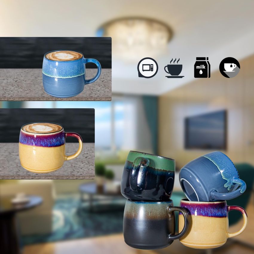 Large Ceramic Coffee Mugs, 20 Oz Oversized Pottery Coffee Mugs Handmade,Big Stoneware Tea Cups for Office and Home(Grey)