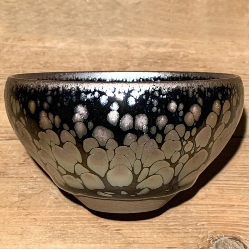 Tenmokus Tea Cup Handmade with Good Glaze, 4.4oz / 130ml Porcelain, Chinese Traditional Skill Tenmoku Jianzhan Teacup, Jianyao Bowl