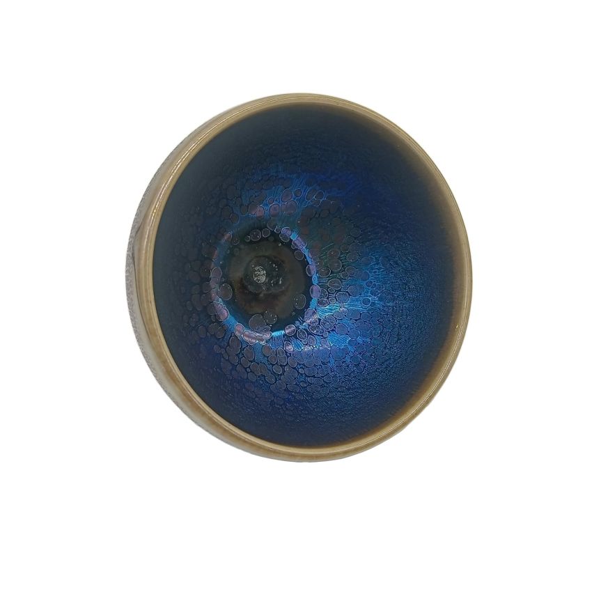 Tenmokus Tea Cup Kiln Change Color and Pattern, 7.1oz / 210ml Porcelain Jianzhan Tea Bowl for Matcha, Handcrafted