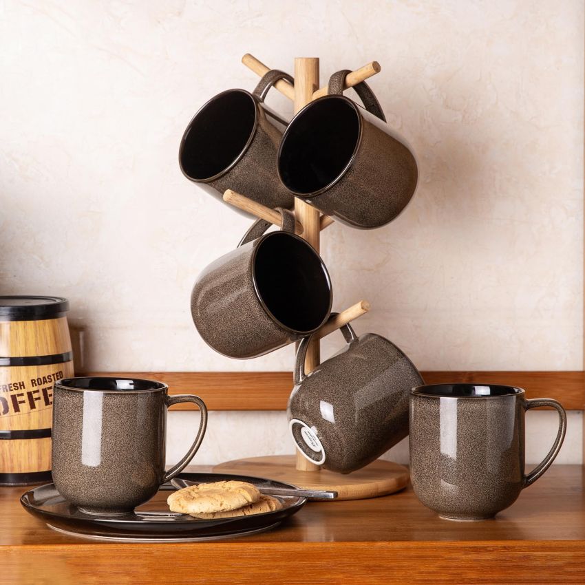 12OZ Ceramic Coffee Mugs Set of 4, Large Porcelain Coffee Cups With Large Handle For Latte,Cappuccino,Milk,Cocoa,|Dishwasher&Microwave Safe Mug Sets,Ideal for Man,Woman,Dad, Mom-Coffee