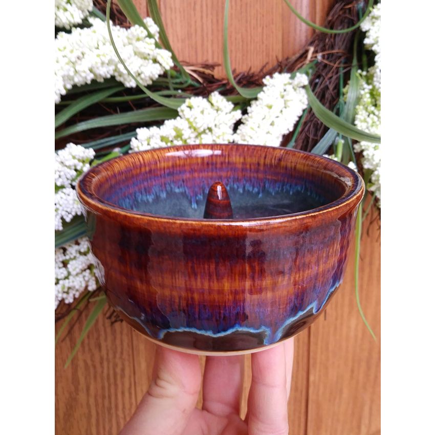 Apple Baker, Handmade Stoneware Ceramic Pottery, in Stone Grey with Blue and Purple Swirl