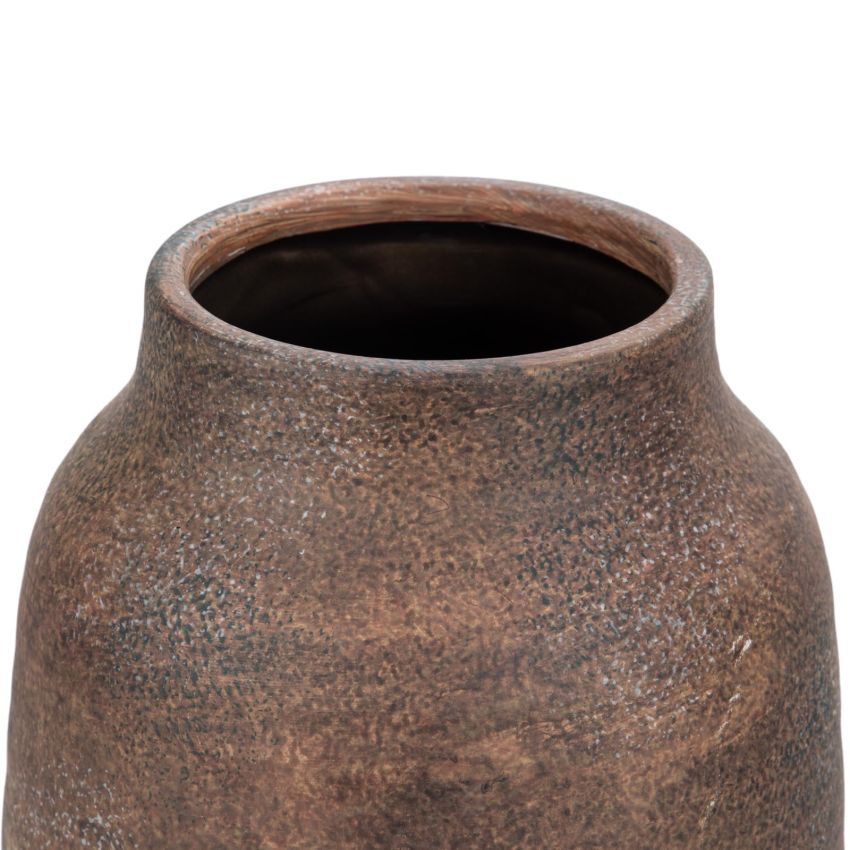 Briful 9.6in Large Rustic Brown Ceramic Vase,Vintage Farmhouse Flowers Vase,Shabby Terra Cotta Vase, Antique Pottery Decorative Pampas Vase for Home Office Table Shelf Mantel Porch Decorations