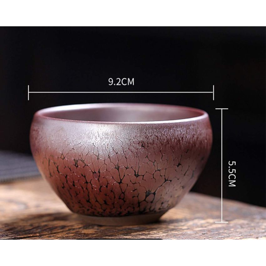 HAPPYDOG JianZhan Tenmoku Tea Coffee Cup Bowl Chinese Crafts Mug Designer Collection Ceremony Ancient Style Handmade (Mixed 2 colors gift box)