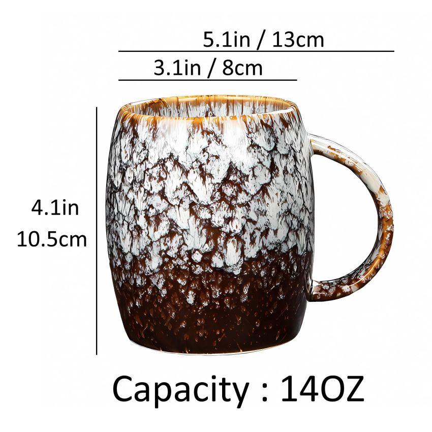 Large Ceramic Coffee Mug Set of 2, 14 Oz Handmade Pottery Tea Cups with Handle for Cappuccino, Latte and Cocoa, Microwave and Dishwasher Safe, Unique Gifts for Family and Friends (White, 2)