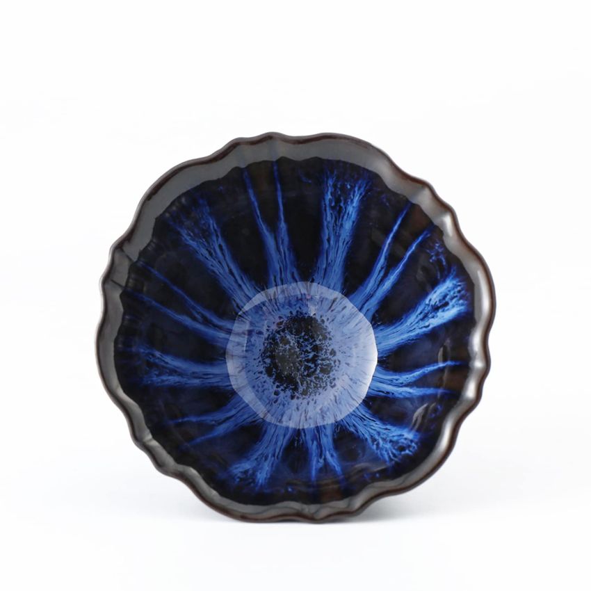 TEANAGOO Tea Cups Tenmoku Jianzhan Blue Symphony A, 2.5 oz / 70 ML, FL08，Tea Cup Set Japanese Tea Set Tea Set Sake Set Traditional Chinese Handmade Porcelain Teacup