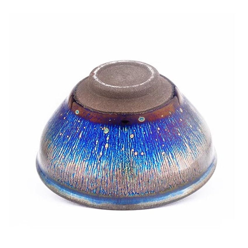 Chinese Tea Cup Ceramic Jianzhan Teaware Handmade Unique Multi-use Porcelain Tea Bowl Colorful Luxurious Blue Kung Fu Tenmoku