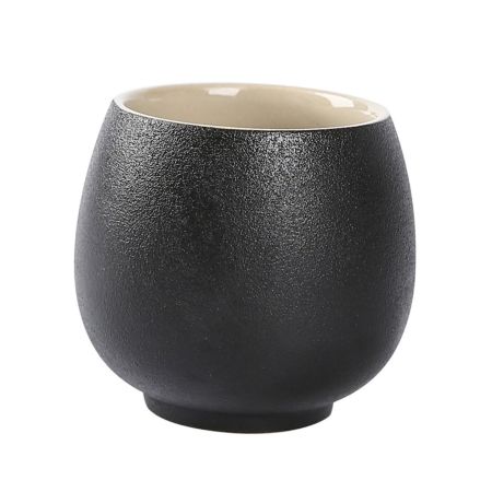 Black Pottery Tea Cup Bulk Teacup Chinese Ceramic Teacup Chinese Teacup Large Tea Cup Sample Tea Cup for Home Use Tea House Cup Traditional Tea Cup Simple Design Tea Cup Host Cup