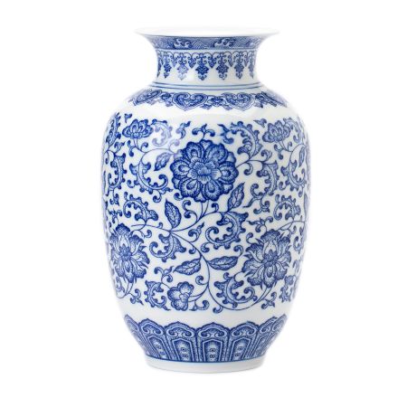 Blue Vase, Chinoiserie Vase, Ginger Jar Vase for Home Decor, Blue and White Porcelain Decor,9 "H