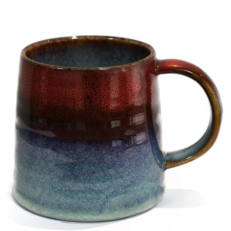 16oz Large Ceramic Coffee Mugs, Transmutation Glaze Craft, Handmade Pottery Mug,Tea Cups with Handle for Office and Home,for Men and Women, Dishwasher and Microwave Safe (Black Red)