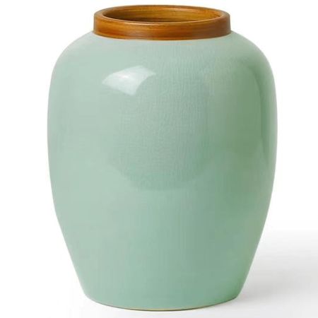 Rustic Ceramic Table Vase, Celadon Ceramic Vases for Decor, Farmhouse Green Vases for Home Decor, Pottery Vase Large Terracotta Vase, Extra Large Vases for Decor Living Room,Bedroom