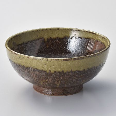Bizen Ryoshi 7.0 Deep Mouth Bowl, 8.3 x 3.9 inches (21 x 10 cm), 3.9 oz (973 g), Multi-Use Bowl, Restaurant, Stylish, Tableware, Commercial Use
