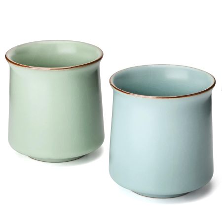 Ceramic Tea Cup Set of 2 Japanese Style Tea Cups Yerba Mate Cup No Handle Chinese KungFu Tea cups (Style 1#)