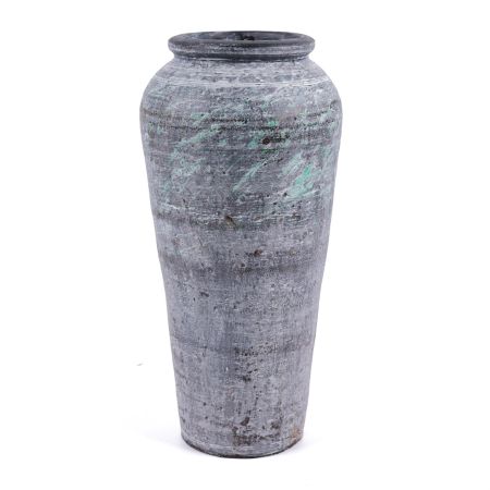 Handmade Tall Ceramic Rustic Vase, 12 Inches Concrete Vase, Distressed Farmhouse Décor, Pottery Decorative Flower Vase for Home Decor, Table,Floor, Living Room Decor,Mantel