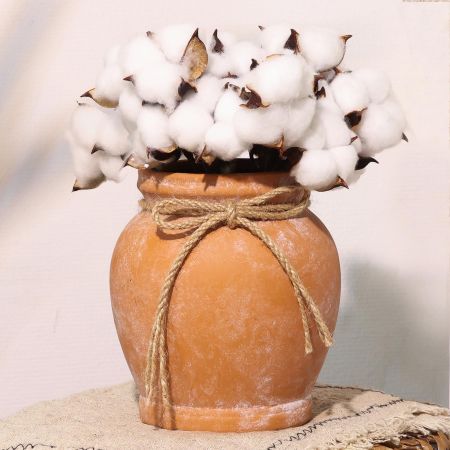 ComSaf Terracotta Rustic Vase - Farmhouse Ceramic Flower Vases, Vintage Home Decoration Vase, Clay Vase, Vase Centerpiece for Table, Vase for Living Room, Bathroom, Shelf Decor, 6.5 Inch, Terracotta